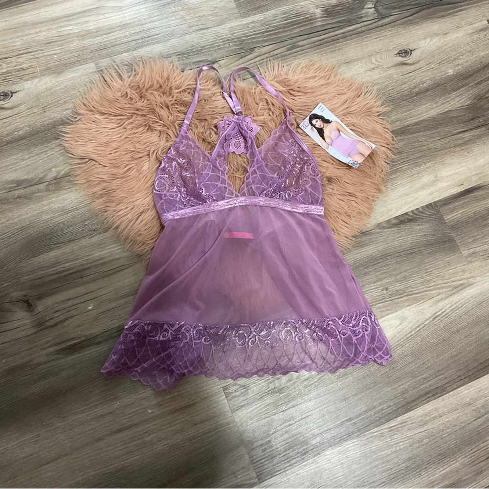 Camidoll Elegant Purple Lace Lingerie Size L NWT